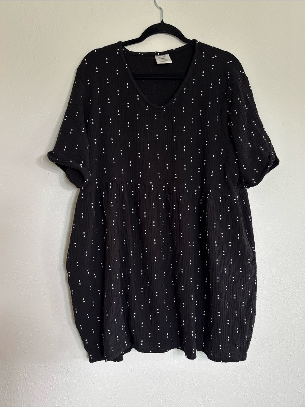 Serra Black Dress with White Dot Print